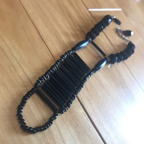 Black Onyx Bracelet Finger Link by Eliza - Picture 2 of 6